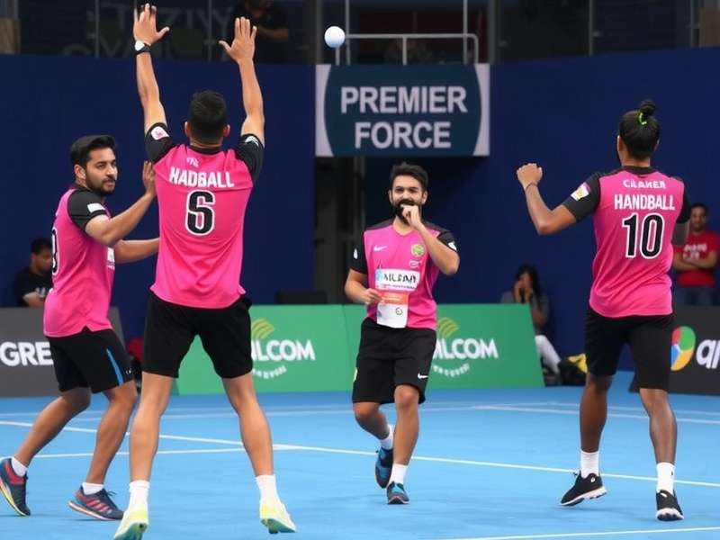 Indian handball players celebrating victory Indian Players Celebrating in Game